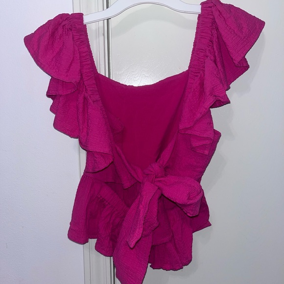 Miami Fuchsia Ruffled Blouse - Picture 2 of 2